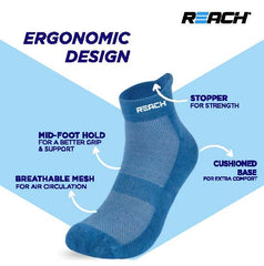 REACH Bamboo Ankle Socks for Men & Women | Breathable Mesh & Odour Free Socks | Sports & Gym Socks | Soft & Comfortable | Pack of 3 | Light Grey, Dark Grey & Black
