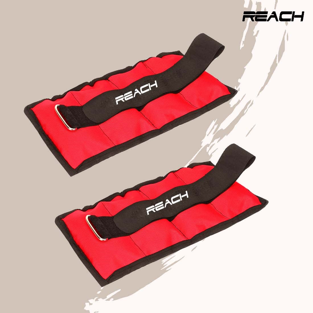 Reach Adjustable Ankle Weights | Cuff Weights| Wrist Weights for Men & Women for Fitness Walking Running Jogging Exercise Gym Workout. (500 Grams, Red)