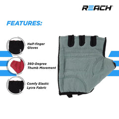 Reach Gym Gloves for Fitness Exercise Training and Workout with Wrist Wrap for Protection with Half-Finger Length for Men & Women (L, Grey)