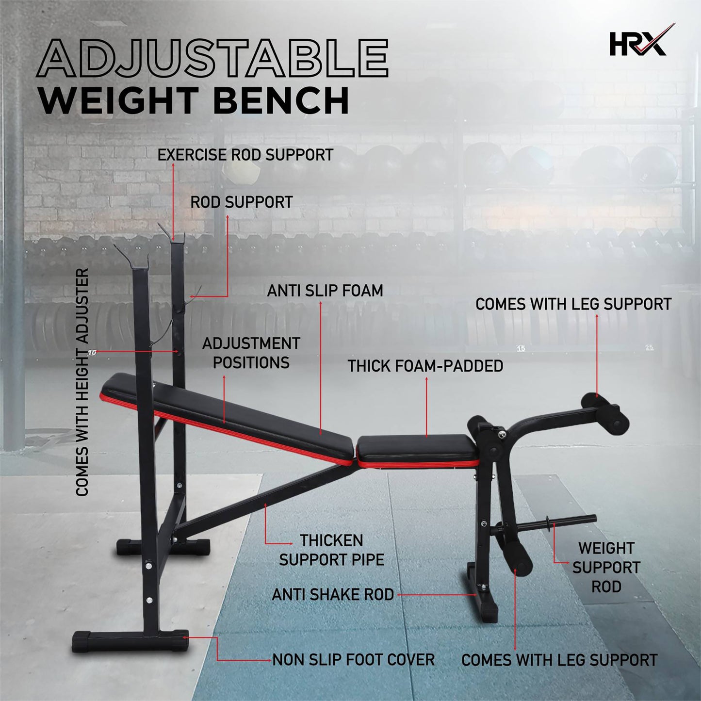 Reach HRX Abdominal Fitness Bench - adjustable design