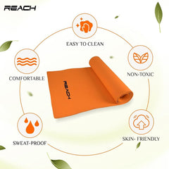 Reach Yoga Mat for Gym Workout and Yoga Exercises with 6 mm Thickness, Anti Slip Exercise Mat With Skin Friendly Material Suitable for Men & Women