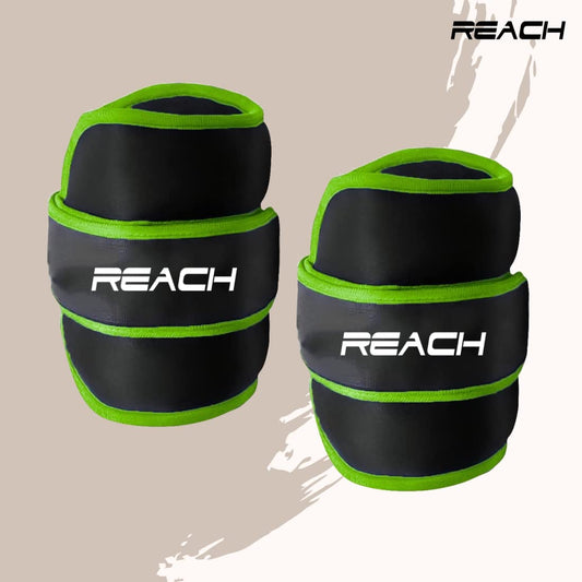 Reach Premium Ankle & Wrist Weight Bands 1 Kg X 2 Green | Weights For Arms & Legs | Adjustable Gym Weights For Fitness Walking Running Jogging Exercise | Men & Women | 12 Months Warranty