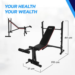 Reach Multipurpose Gym Bench for Home | Adjustable Positions | Full Body Workout Weight Training Bench | Soft Foam Padding | Incline/Decline Bench Press for Strength Training | Max User Weight 100kg