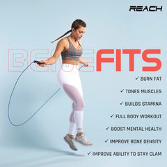 Reach Skipping Rope for Men, Women & Children | Jumping Rope for Exercise, Workout & Weight loss | Best for Home gym| Premium and tangle free Jumping rope (Orange)