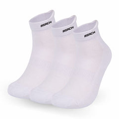 REACH Bamboo Ankle Socks for Men & Women | Breathable Mesh & Odour Free Socks | Sports & Gym Socks | Soft & Comfortable | Pack of 3 | White