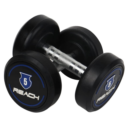 Reach Round Rubber Dumbbells 5 Kg Set of 2 for Men & Women | Gym Equipment Set for Home Gym Workout & Exercise | For Strength Training & Fitness Accessories & Tools