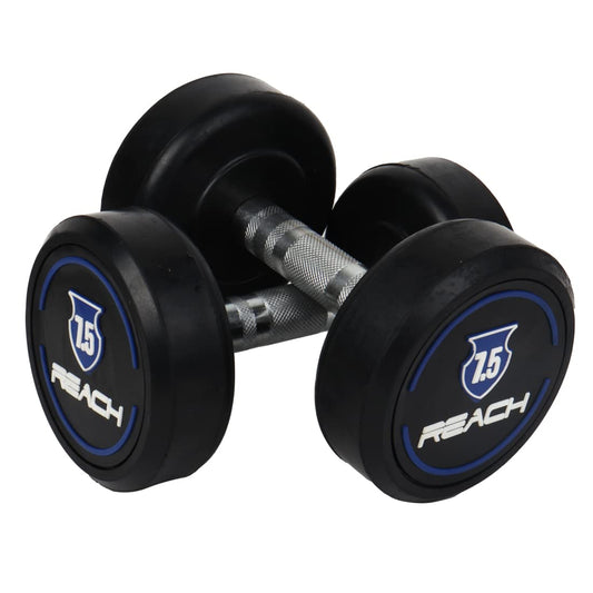 Reach Round Rubber Dumbbells 7.5 Kg Set of 2 for Men & Women | Gym Equipment Set for Home Gym Workout & Exercise | For Strength Training & Fitness Accessories & Tools