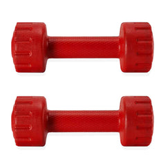 Reach PVC Dumbbell Set Weights| Pack of 2 For Strength Training Home Gym Fitness & Full Body Workout | Easy Grip & Anti- slip Dumbbell for Weight loss (2kg, Red)