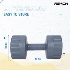 Reach PVC Dumbbell Set Weights| Pack of 2 For Strength Training Home Gym Fitness & Full Body Workout | Easy Grip & Anti- slip Dumbbell for Weight loss (5kg, Grey)