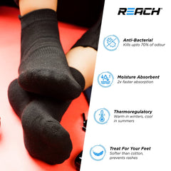 REACH Bamboo Ankle Socks for Men & Women | Breathable Mesh & Odour Free Socks | Sports & Gym Socks | Soft & Comfortable | Pack of 3 | Dark Grey