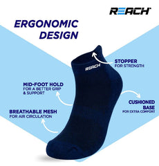 REACH Bamboo Ankle Socks for Men & Women | Breathable Mesh & Odour Free Socks | Sports & Gym Socks | Soft & Comfortable | Pack of 3 | Black, Navy Blue & Dark Grey