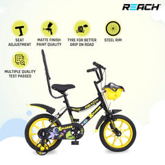 REACH Xplorer 14T Juniors Kids Cycle with ‎Training Wheels, for Boys & Girls | 90% Assembled | Frame Size:12 Inch | Ideal for Height: 3 ft + | Ideal for Ages 2-5 Years