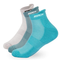 REACH Bamboo Fibre Ankle Length Socks For Men & Women | Breathable Mesh & Odour Free Socks | Sports & Gym Socks | Soft & Comfortable | Pack Of 3 | Aqua Blue, Sea Green & Light Grey