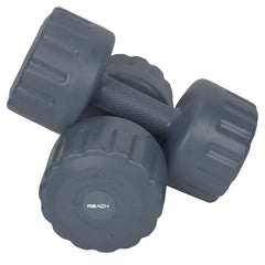 Reach PVC Dumbbell Set Weights| Pack of 2 For Strength Training Home Gym Fitness & Full Body Workout | Easy Grip & Anti- slip Dumbbell for Weight loss (5kg, Grey)