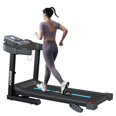 Reach T400 4HP Peak Multipurpose Automatic Foldable Treadmill with Manual Incline & LCD Display | Treadmill for Home 120 Kg | Electric Motorized Running Machine for Home Gym | Max Speed 12km/hr