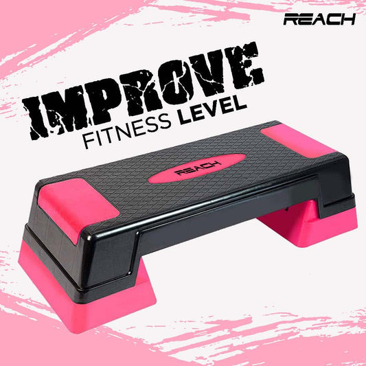 Reach Premium Adjustable Home Gym Fitness Stepper for Exercise| Gym Bench, Workout Bench Best For Weight Loss |Workout Board with Non-Slip Surface & Good Quality Material (Pink & Black)