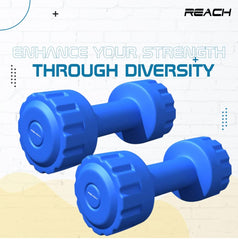 Reach PVC Dumbbell Set Weights| Pack of 2 For Strength Training Home Gym Fitness & Full Body Workout | Easy Grip & Anti- slip Dumbbell for Weight loss (5kg, Blue)