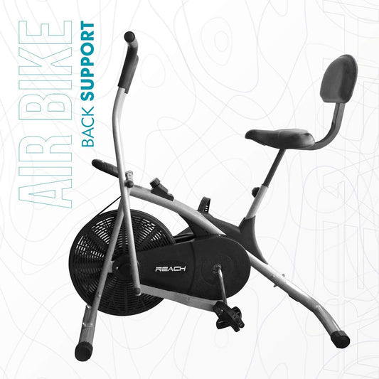 Reach AB-100 Air Bike Exercise Fitness Cycle With Back Support Seat | Perfect Gym Bike with Moving Handle for complete body workout