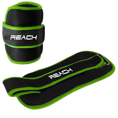 Reach Premium Ankle & Wrist Weight Bands 1 Kg X 2 Green | Weights For Arms & Legs | Adjustable Gym Weights For Fitness Walking Running Jogging Exercise | Men & Women | 12 Months Warranty