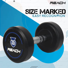 Reach Round Rubber Dumbbells 7.5 Kg Set of 2 for Men & Women | Gym Equipment Set for Home Gym Workout & Exercise | For Strength Training & Fitness Accessories & Tools