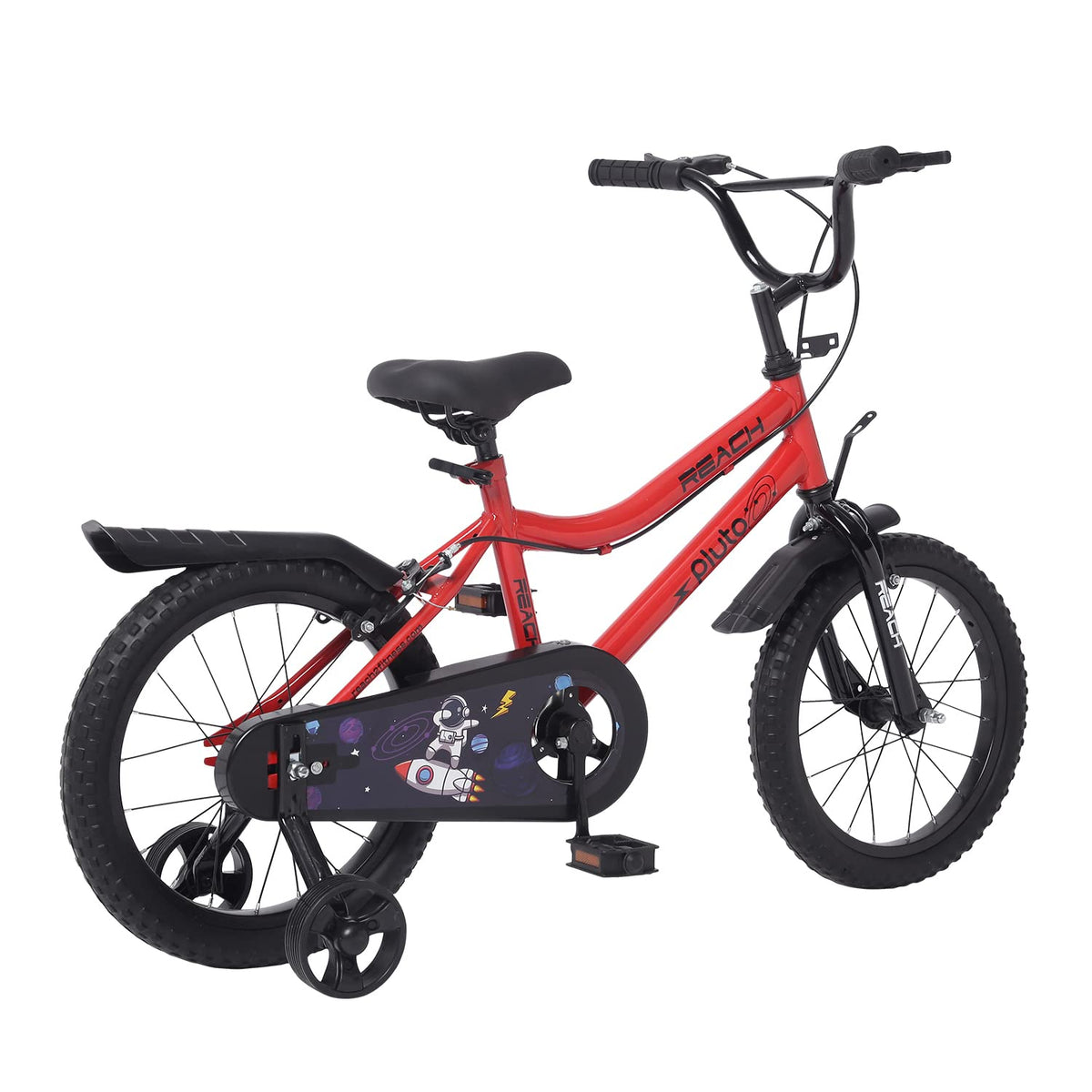 REACH Pluto Kids Cycle 16T with Training Wheels | for Boys and Girls | 90% Assembled | Frame Size: 12" | Ideal for Height: 3 ft 8 inch+ | Ideal for Ages 4-8 Years