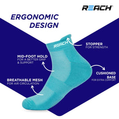 REACH Bamboo Fibre Ankle Length Socks For Men & Women | Breathable Mesh & Odour Free Socks | Sports & Gym Socks | Soft & Comfortable | Pack Of 3 | Aqua Blue, Sea Green & Black