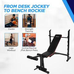 Reach Multipurpose Gym Bench for Home | Adjustable Positions | Full Body Workout Weight Training Bench | Soft Foam Padding | Incline/Decline Bench Press for Strength Training | Max User Weight 100kg