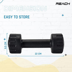 Reach PVC Dumbbell Set Weights| Pack of 2 For Strength Training Home Gym Fitness & Full Body Workout | Easy Grip & Anti- slip Dumbbell for Weight loss (5kg, Black)