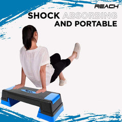 Reach Premium Adjustable Home Gym Fitness Stepper for Exercise | Gym Bench, Workout Bench Best For Weight Loss | Workout Board with Non-Slip Surface & Good Quality Material (Blue & Black)