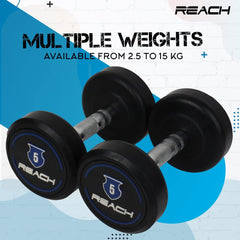 Reach Round Rubber Dumbbells 5 Kg Set of 2 for Men & Women | Gym Equipment Set for Home Gym Workout & Exercise | For Strength Training & Fitness Accessories & Tools