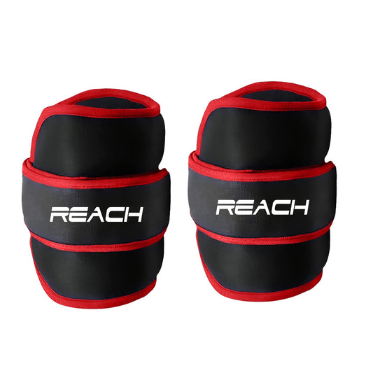 Reach Premium Ankle & Wrist Weight Bands 500g X 2 Red | Weights For Arms & Legs | Adjustable Gym Weights For Fitness Walking Running Jogging Exercise | Men & Women | 12 Months Warranty