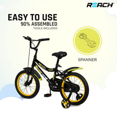 REACH Xplorer Kids Cycle 16T with Training Wheels | for Boys and Girls | 90% Assembled | Frame Size: 12" | Ideal for Height: 3 ft 8 inch+ | Ideal for ages 4-8 years