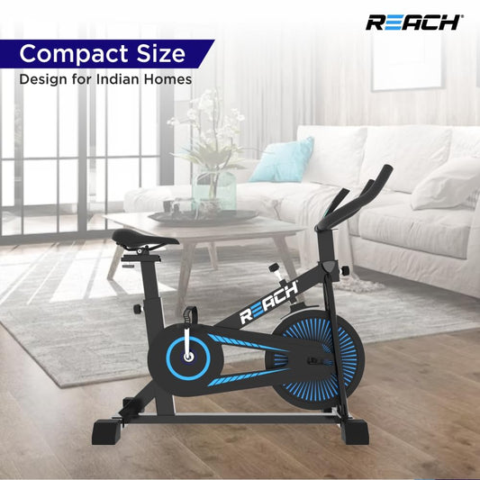 ELEV8 by Reach Apollo Spin Bike | 6.5 KG Flywheel | 8 Levels of Adjustable Resistance | Max User Weight 110 KG | LCD Monitor | Exercise Bike for Home Workout | 12 Months Warranty