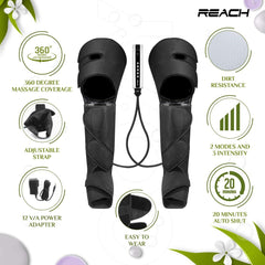 Reach Cozy Leg, Calf & Foot Massager | Air Compression Leg Massager for Pain Relief, Muscle Relaxation & Blood Circulation | Portable Air Pressure Massager