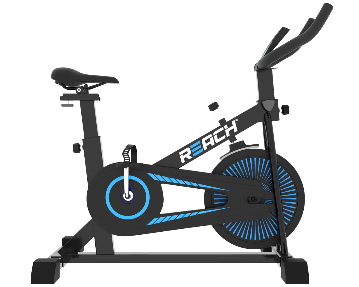 ELEV8 by Reach Apollo Spin Bike | 6.5 KG Flywheel | 8 Levels of Adjustable Resistance | Max User Weight 110 KG | LCD Monitor | Exercise Bike for Home Workout | 12 Months Warranty