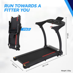 REACH Jogger Pro 2HP Peak DC Motorized Foldable Treadmill for Home Use | Max Speed 14 Km/H & User Wt. 110 Kg | Running Machine for Home Gym with LCD Display & Bluetooth | Heart Rate & Pulse Sensor