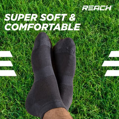 REACH Bamboo Ankle Socks for Men & Women | Breathable Mesh & Odour Free Socks | Sports & Gym Socks | Soft & Comfortable | Pack of 3 | Dark Grey