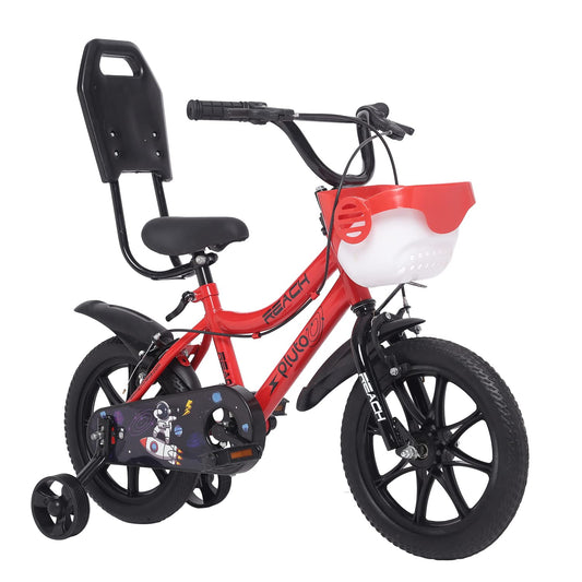 Reach Pluto 14T Juniors Kids Cycle with ‎Training Wheels, for Boys & Girls | 90% Assembled | Frame Size:12 Inch | Ideal for Height: 3 ft + | Ideal for Ages 2-5 Years