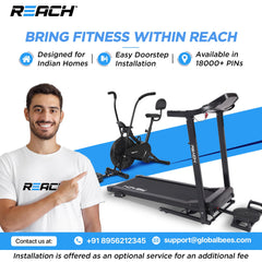 REACH Athlete Pro 3.5 HP Peak DC Motorized Foldable Treadmill for Home Use | 15 Levels Auto Incline | Max Speed 18 Km/H & User Wt. 150 Kg | Running Machine for Home Gym with LCD Display & Bluetooth