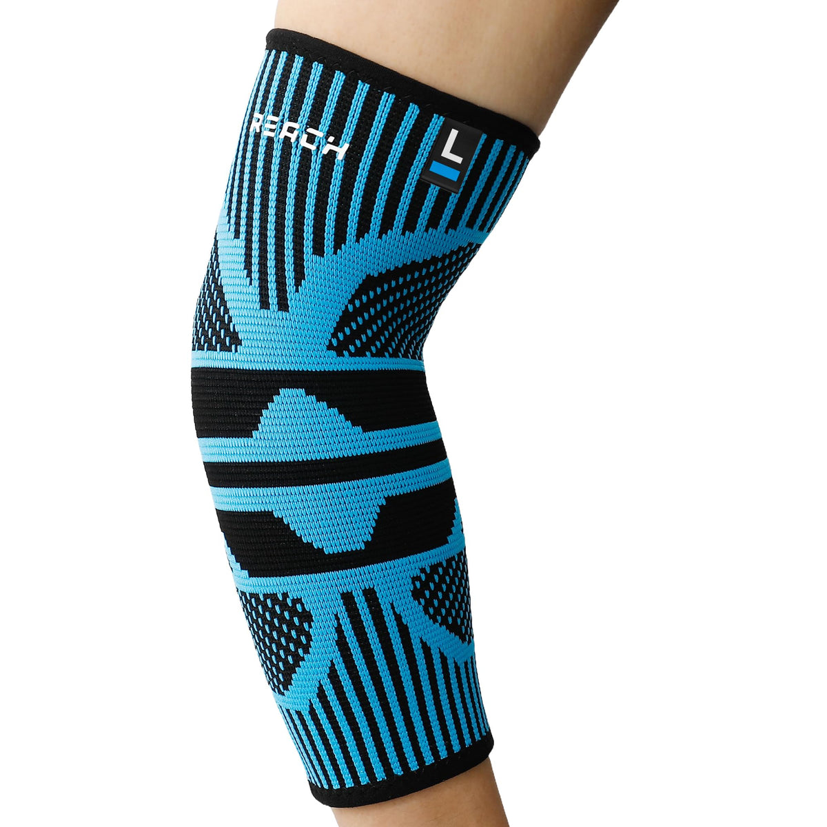 REACH Elbow Support for Gym | Elbow Band for Pain Relief | Nylon Material | Tennis Elbow Band for Men & Women | Elbow Guard Cricket, Badminton & Sports | Compression Technology & No Marks | Blue-Large