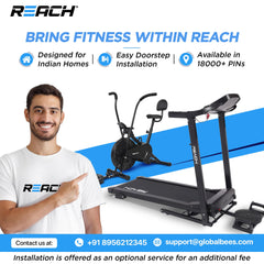 REACH Athlete Pro 3.5 HP Peak DC Motorized Foldable Treadmill for Home Use with Massager | 15 Levels Auto Incline | Max Speed 18 Km/H & User Wt. 150 Kg | Running Machine for Home Gym | LCD & Bluetooth