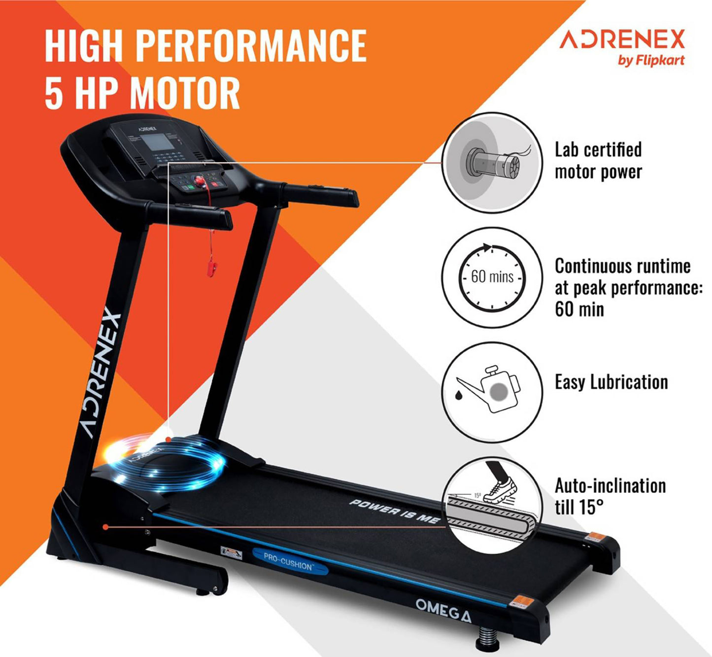 Reach treadmill - foldable design for storage