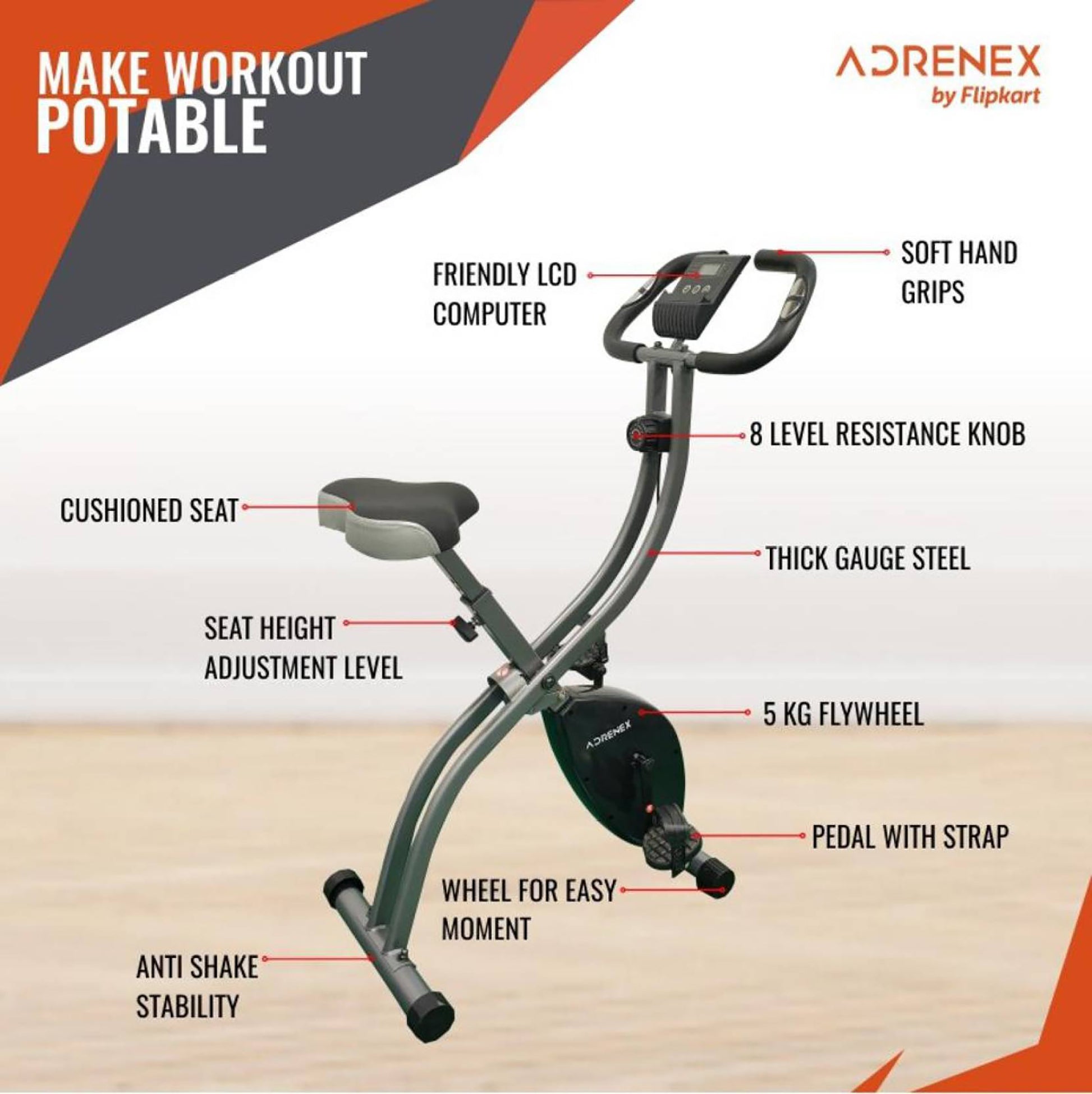 Reach exercise bike - Home workout tool