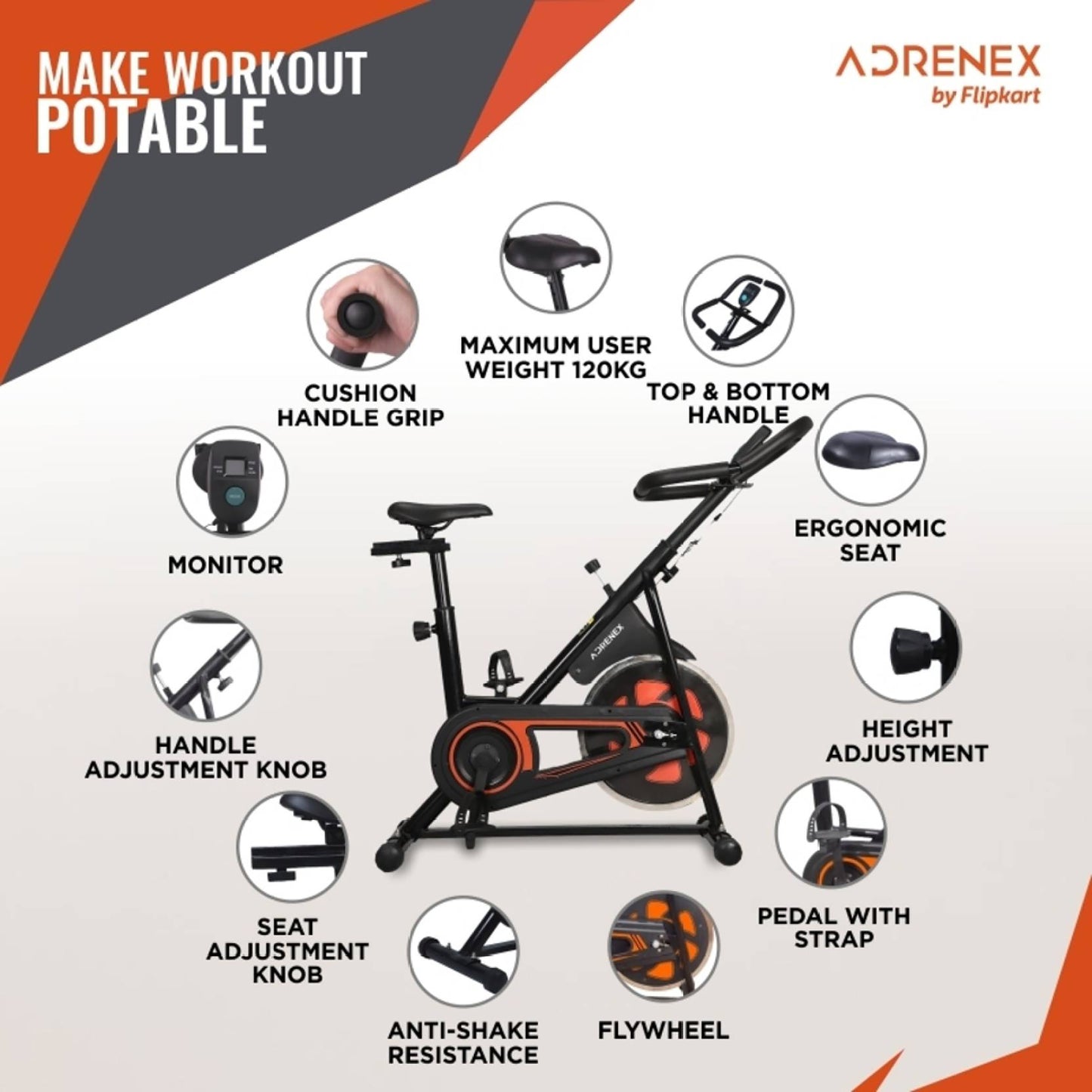 Reach Adrenex Spin-700 - adjustable seat exercise bike