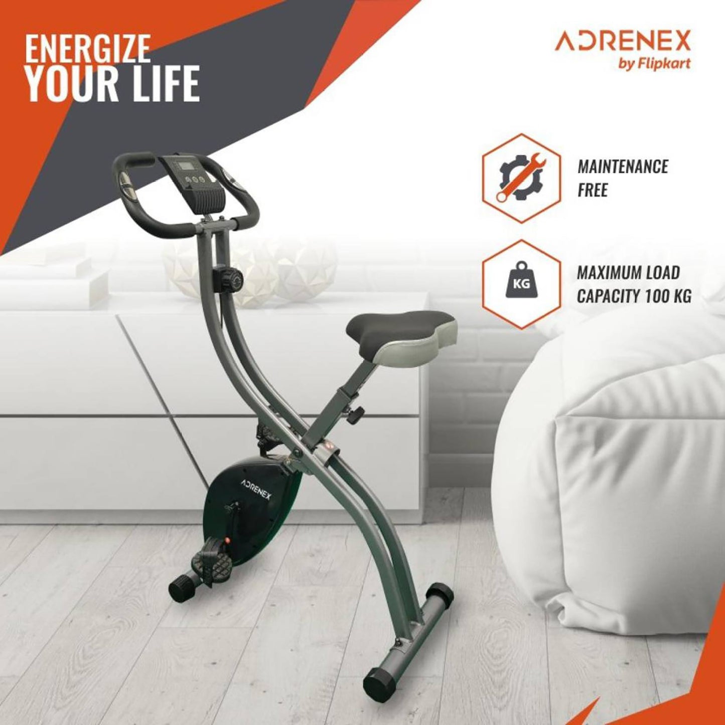 Reach exercise bike - Foldable design for easy storage