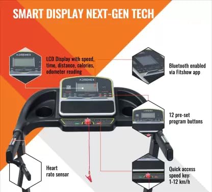 Reach T-301 Folding Treadmill Peak 4 HP | Foldable Home Fitness Equipment with LCD Display for Walking & Running | Cardio Exercise Gym Machine | 4 Incline Levels | 12 Preset or Adjustable Programs | Bluetooth Connectivity | 100 Kgs Max User Weight