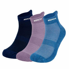 REACH Bamboo Ankle Socks for Men & Women | Breathable Mesh & Odour Free Socks | Sports & Gym Socks | Soft & Comfortable | Pack of 3 | Sky Blue, Lavender & Navy Blue