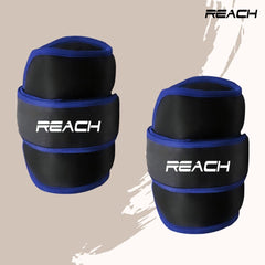 Reach Premium Ankle & Wrist Weight Bands 500g X 2 Blue | Weights For Arms & Legs | Adjustable Gym Weights For Fitness Walking Running Jogging Exercise | Men & Women | 12 Months Warranty