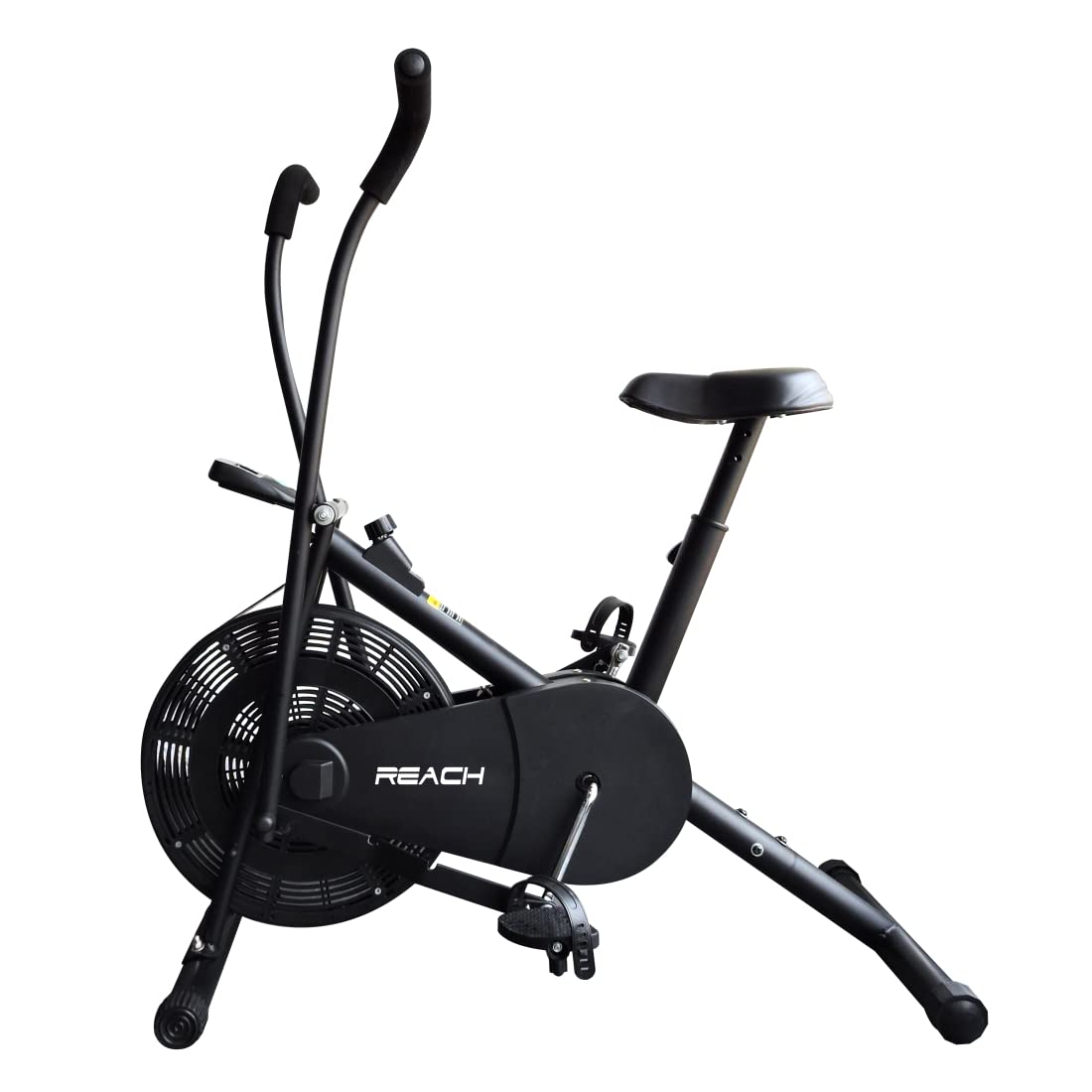 ELEV8 by Reach AB-110 Air Bike Exercise Cycle with Moving or Stationary Handle | Adjustable Resistance with Cushioned Seat | Fitness Cycle for Home Gym