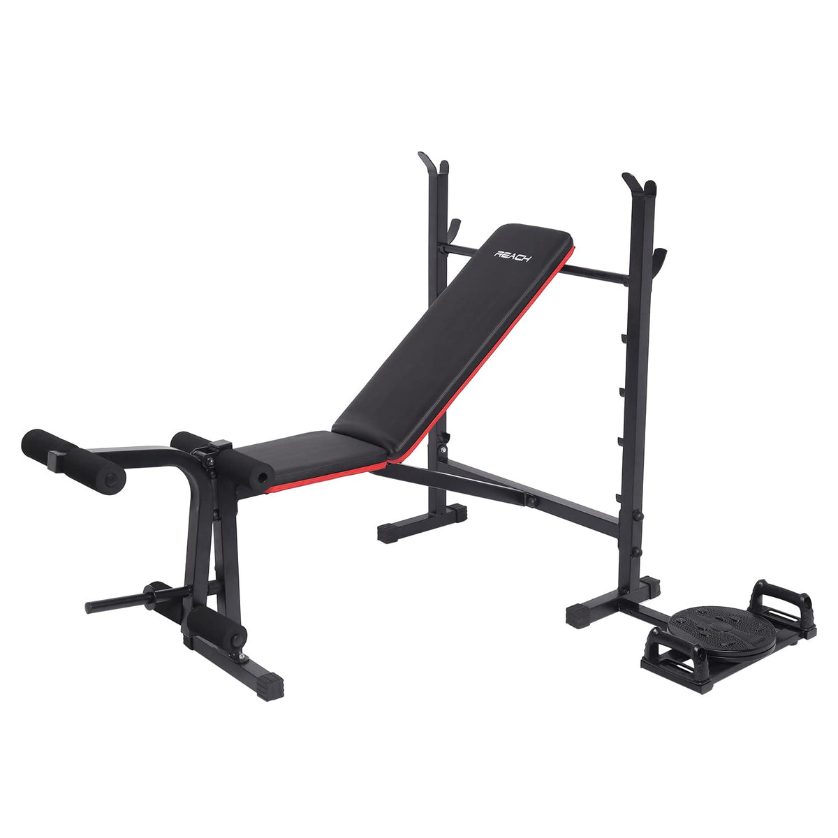 Reach Multifunction 800 Gym Bench | 8 In 1 Multipurpose Home Bench Incline/Decline/Flat | For Strength Training & Full Body Workout | With Push-Up Bar & Tummy Twister | Max User Weight 110Kg